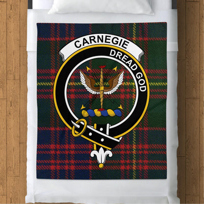 Scottish Clan Carnegie Crest Tartan Blanket