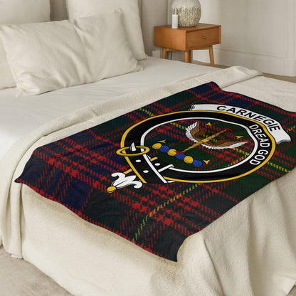 Scottish Clan Carnegie Crest Tartan Blanket