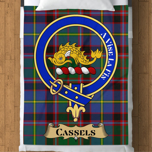 Scottish Clan Cassels Crest Tartan Blanket