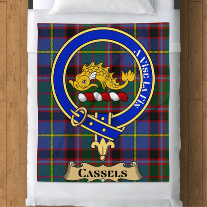 Scottish Clan Cassels Crest Tartan Blanket