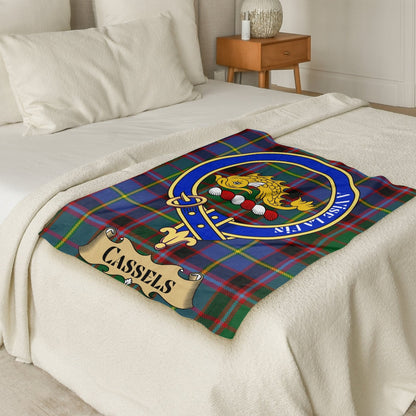 Scottish Clan Cassels Crest Tartan Blanket