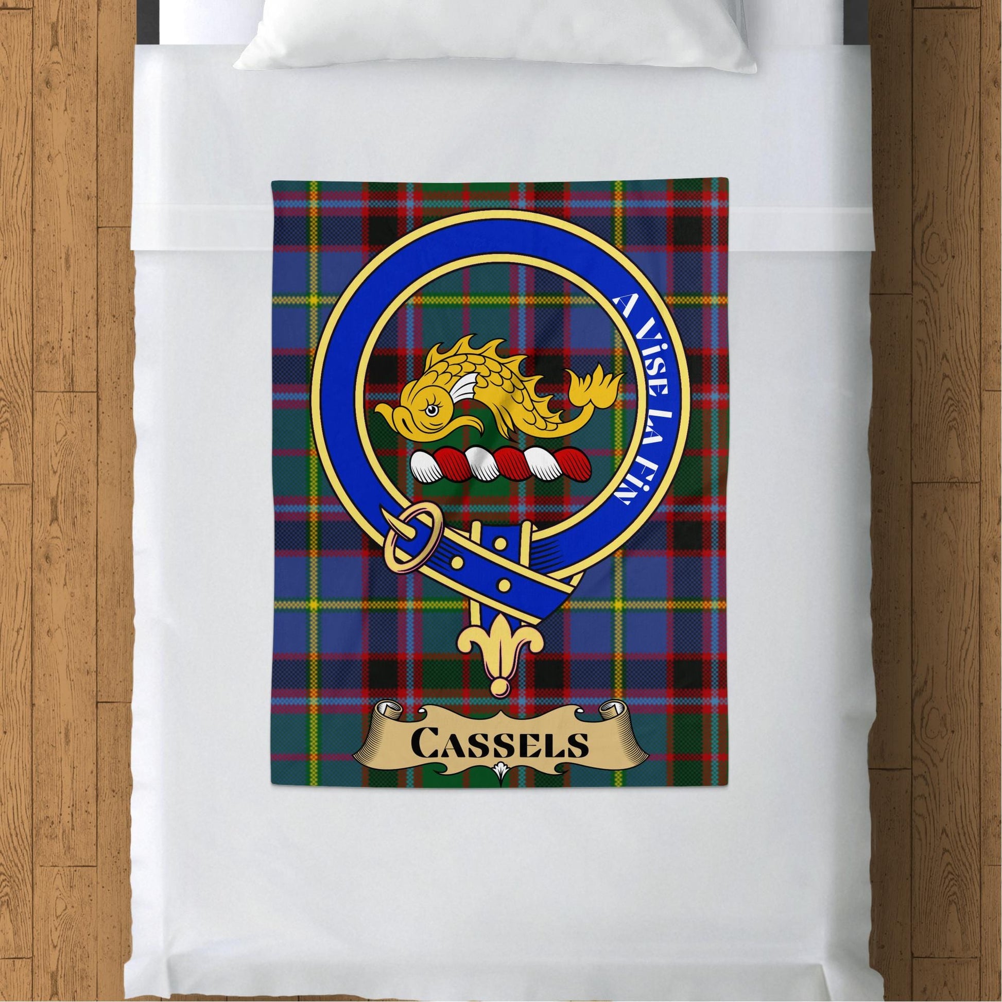 Scottish Clan Cassels Crest Tartan Blanket