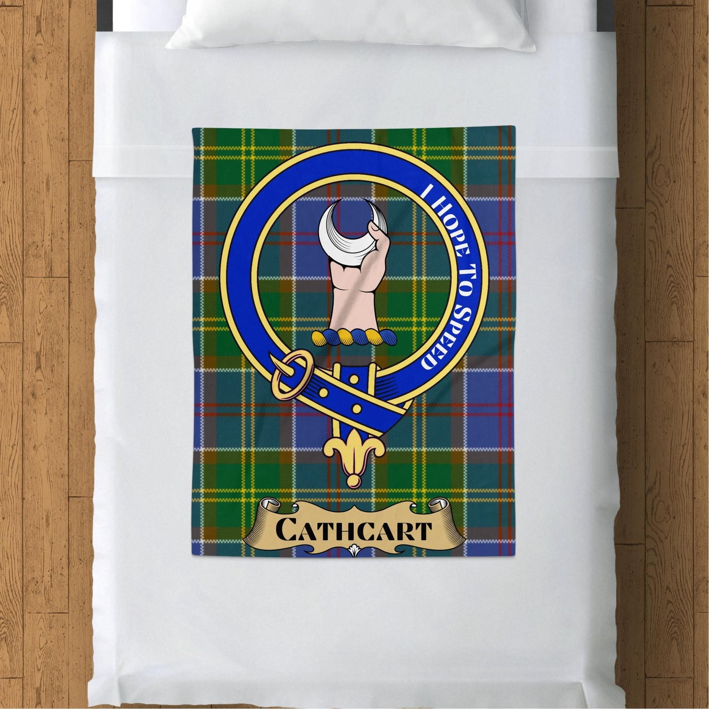 Scottish Clan Cathcart Crest Tartan Blanket