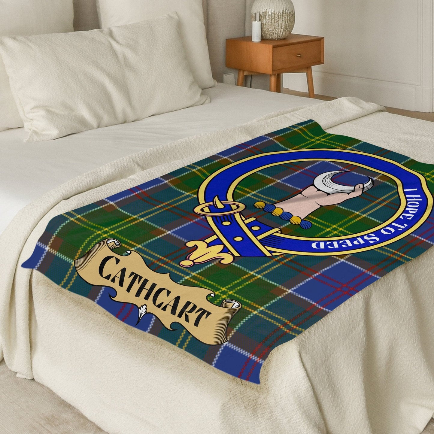 Scottish Clan Cathcart Crest Tartan Blanket