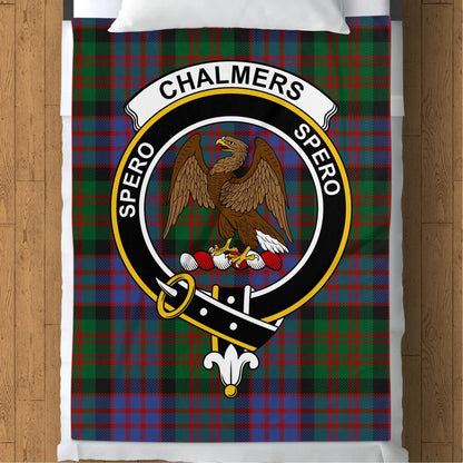 Scottish Clan Chalmers Crest Tartan Blanket