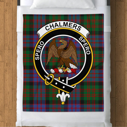 Scottish Clan Chalmers Crest Tartan Blanket