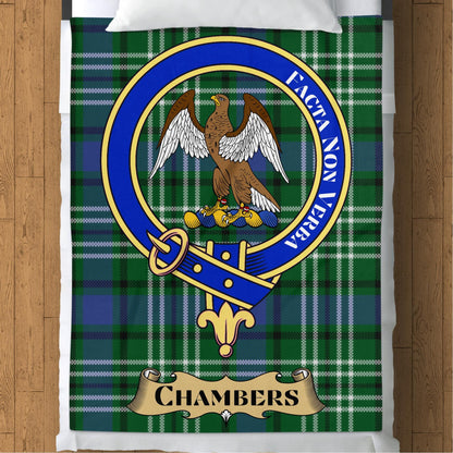 Scottish Clan Chambers Crest Tartan Blanket