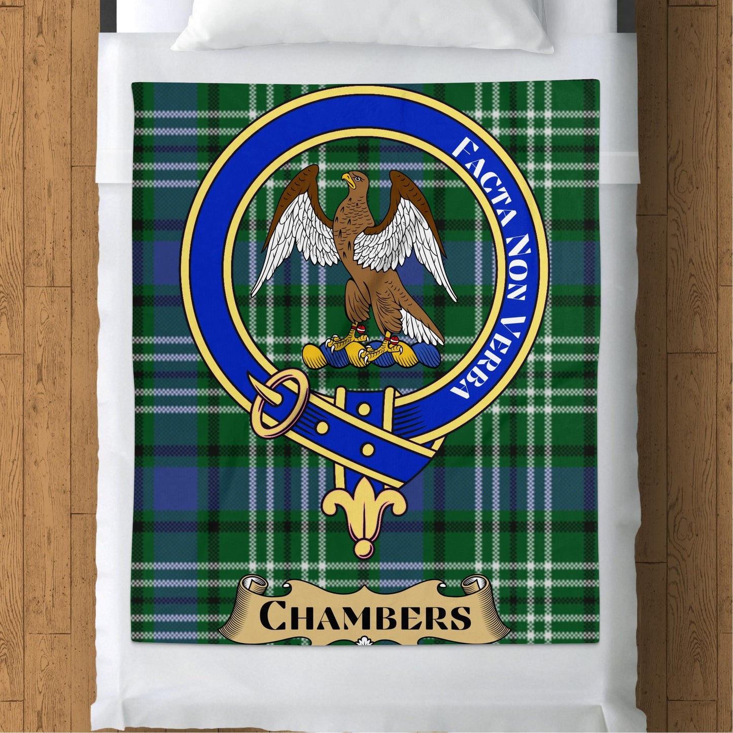 Scottish Clan Chambers Crest Tartan Blanket