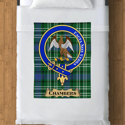 Scottish Clan Chambers Crest Tartan Blanket