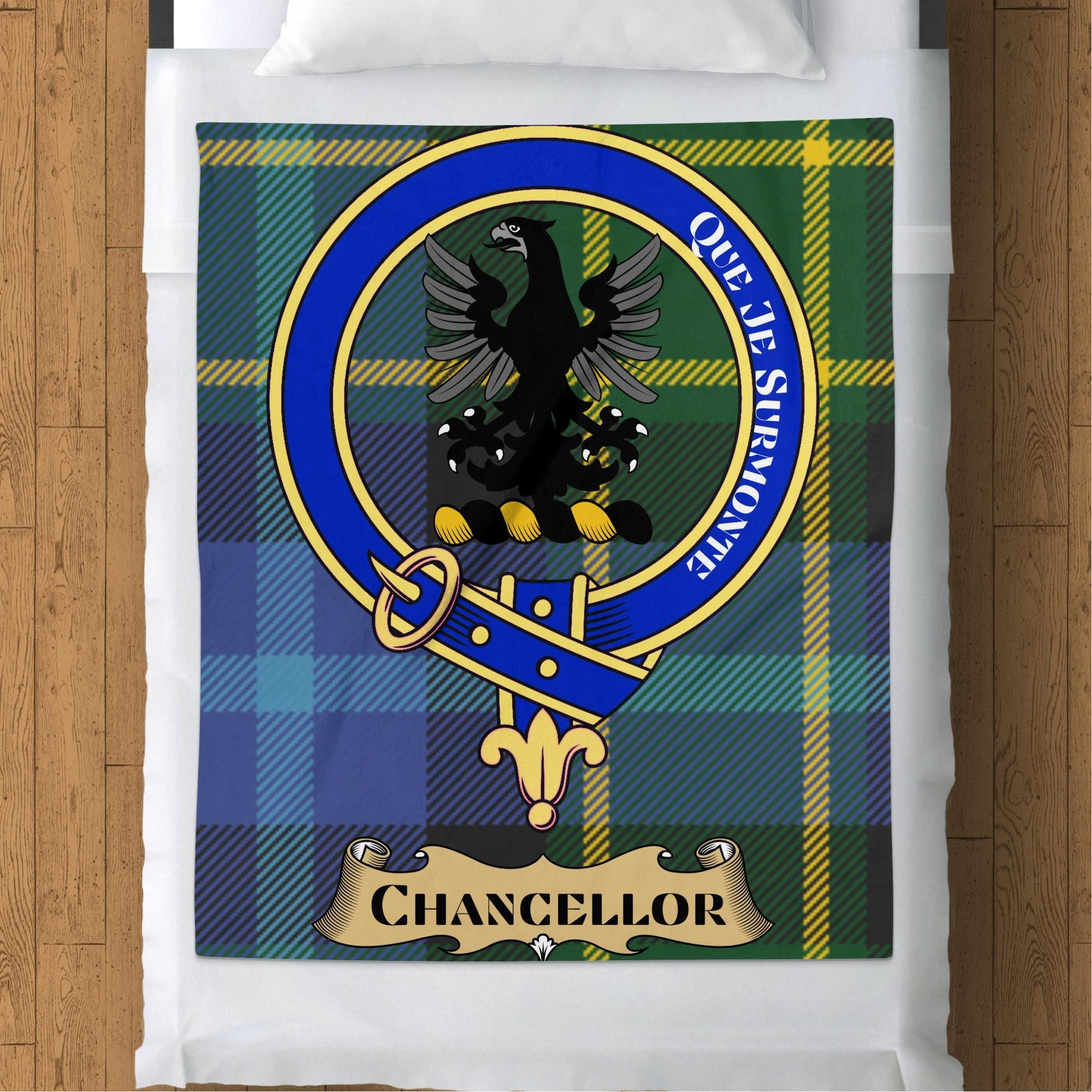 Scottish Clan Chancellor Crest Tartan Blanket