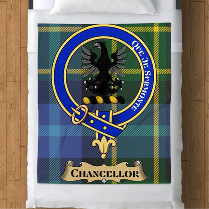 Scottish Clan Chancellor Crest Tartan Blanket