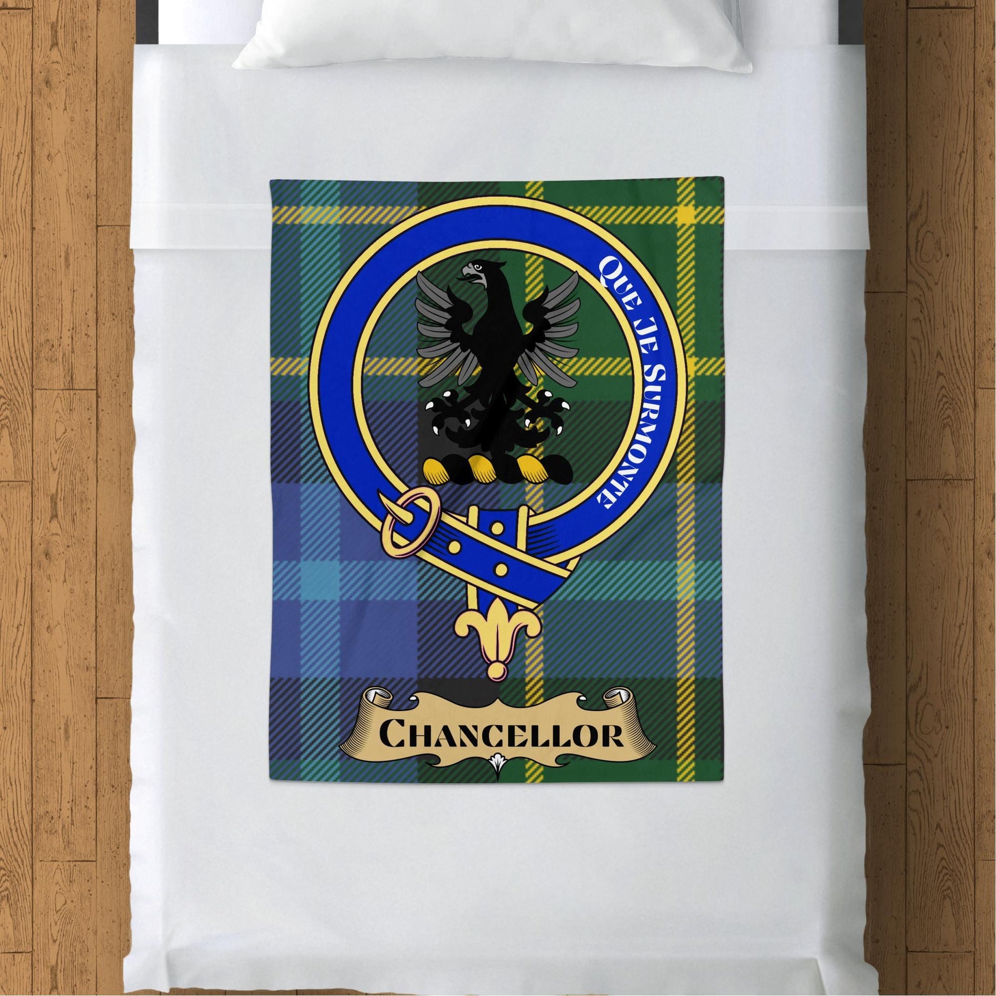 Scottish Clan Chancellor Crest Tartan Blanket