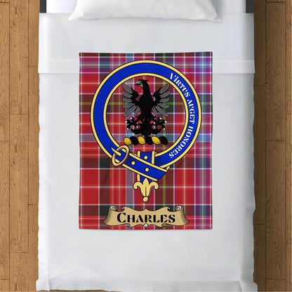 Scottish Clan Charles Crest Tartan Blanket