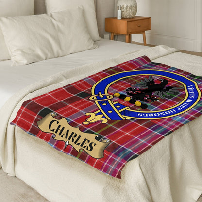 Scottish Clan Charles Crest Tartan Blanket