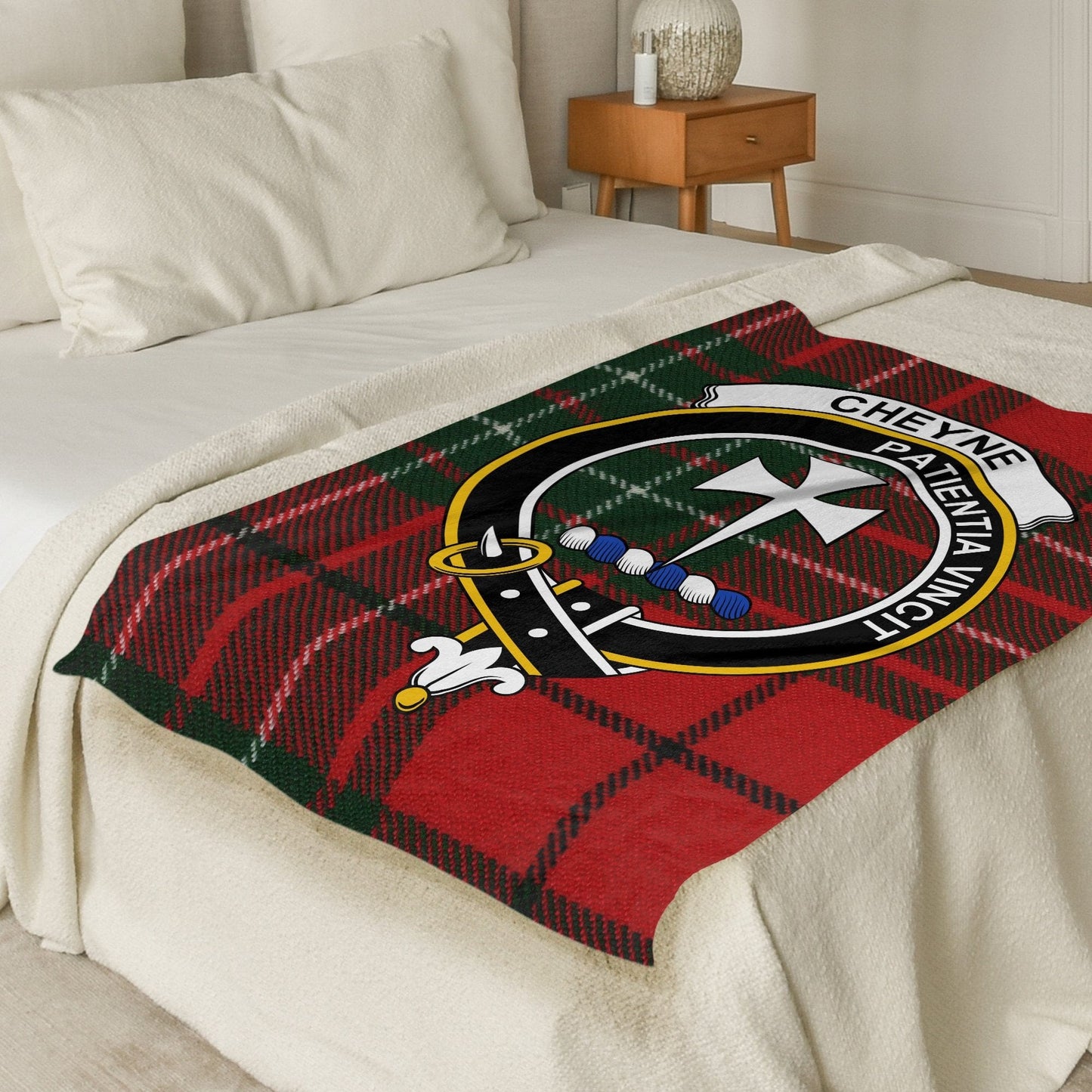 Scottish Clan Cheyne Crest Tartan Blanket