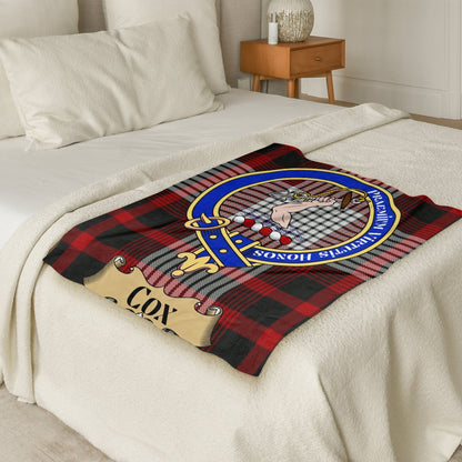 Scottish Clan Cox Crest Tartan Throw Blanket