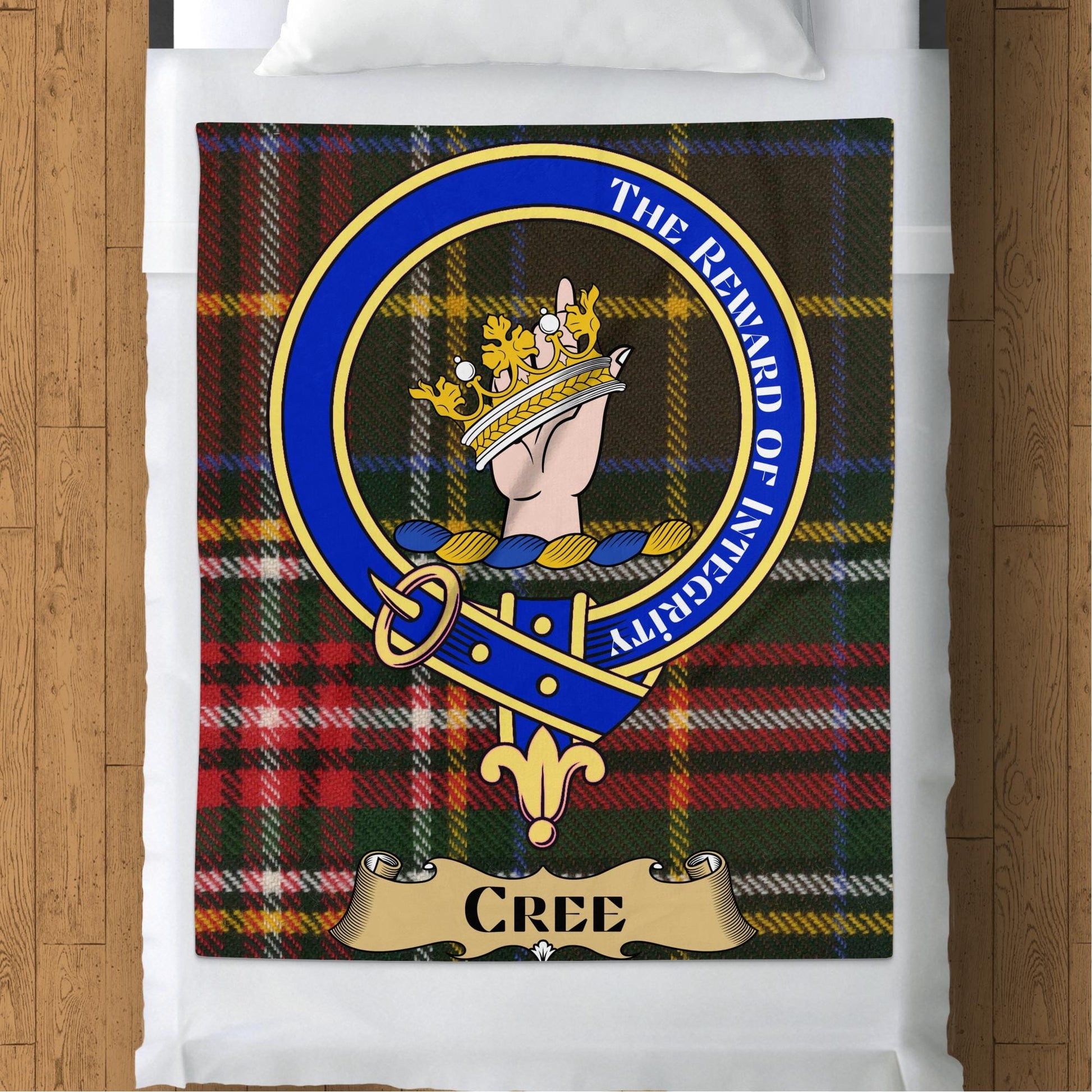 Scottish Clan Cree Crest Tartan Blanket