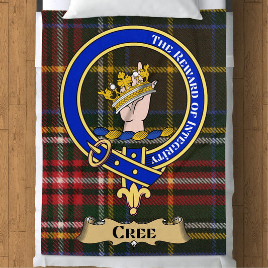 Scottish Clan Cree Crest Tartan Blanket