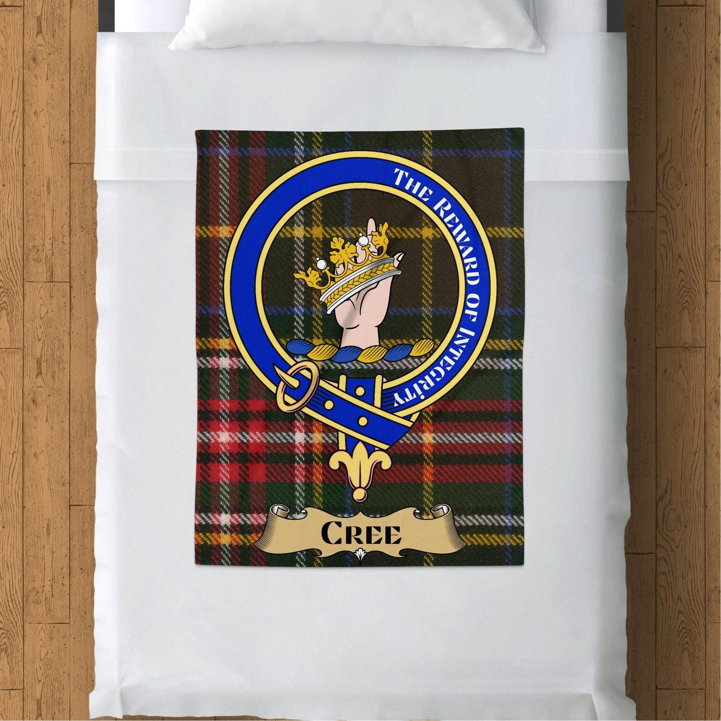 Scottish Clan Cree Crest Tartan Blanket