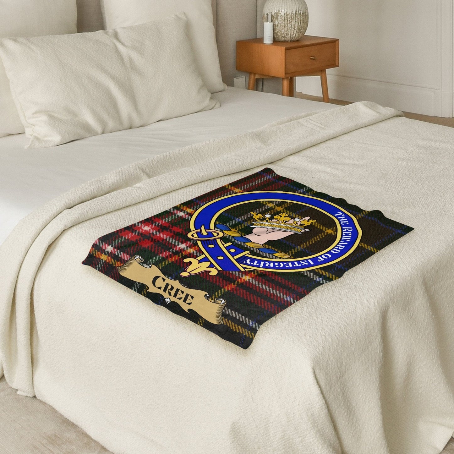 Scottish Clan Cree Crest Tartan Blanket