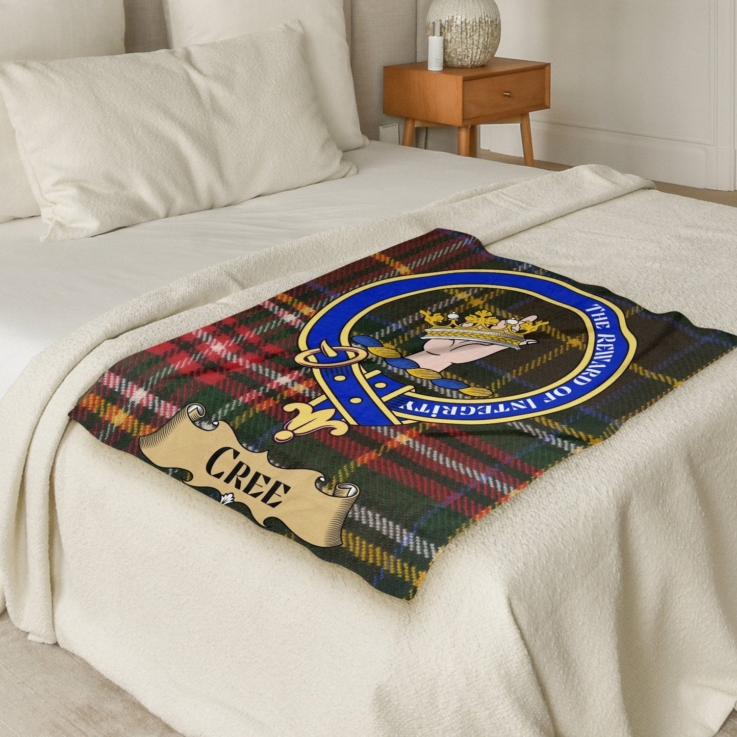 Scottish Clan Cree Crest Tartan Blanket