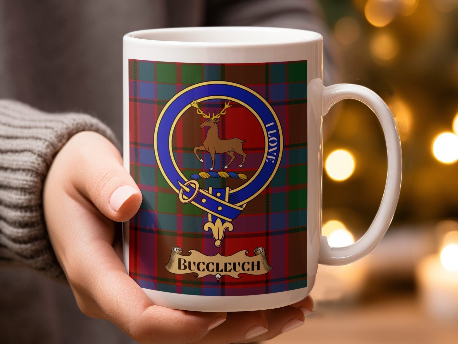 Scottish Clan Crest Tartan with Deer Design Mug