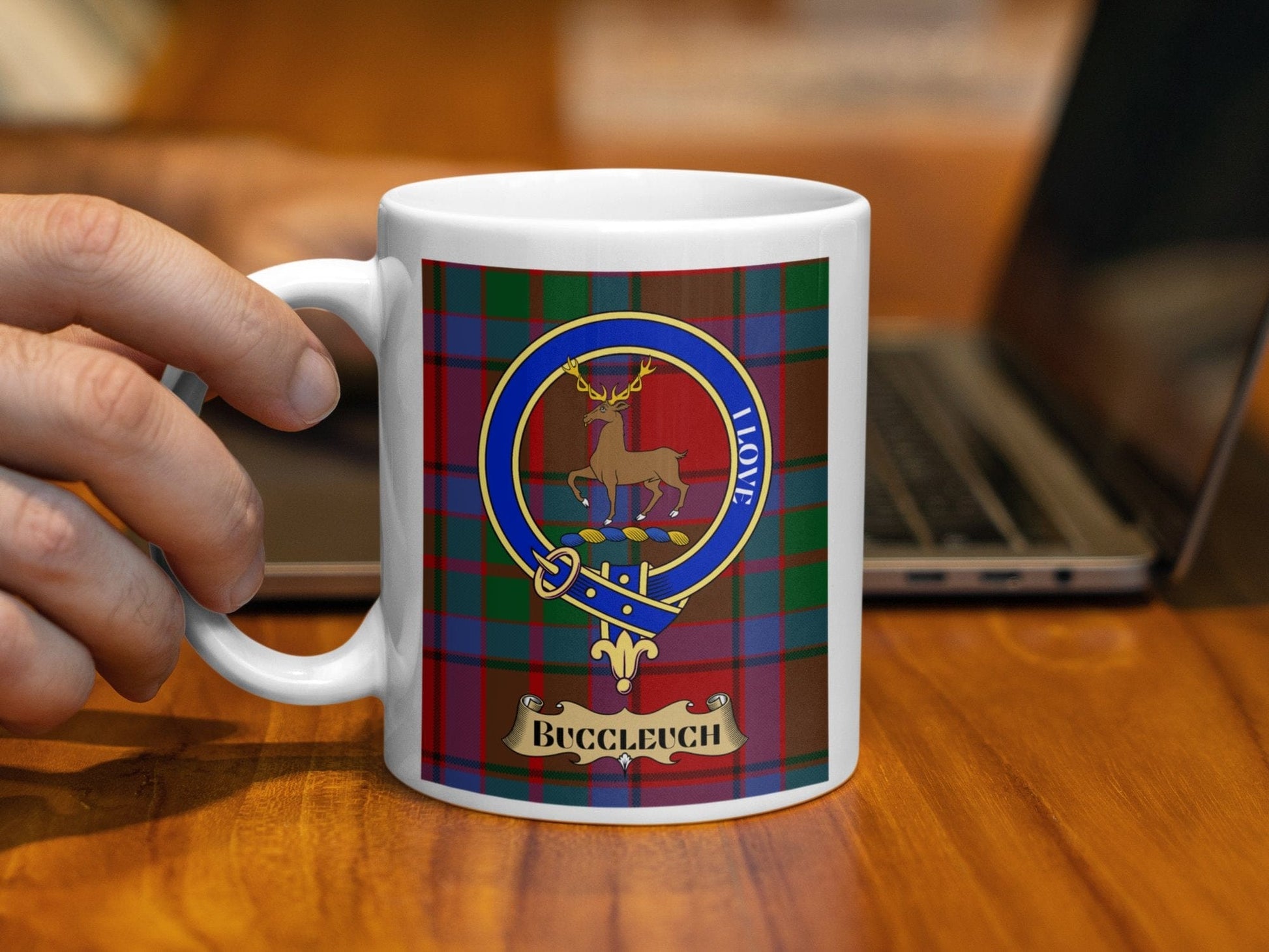 Scottish Clan Crest Tartan with Deer Design Mug