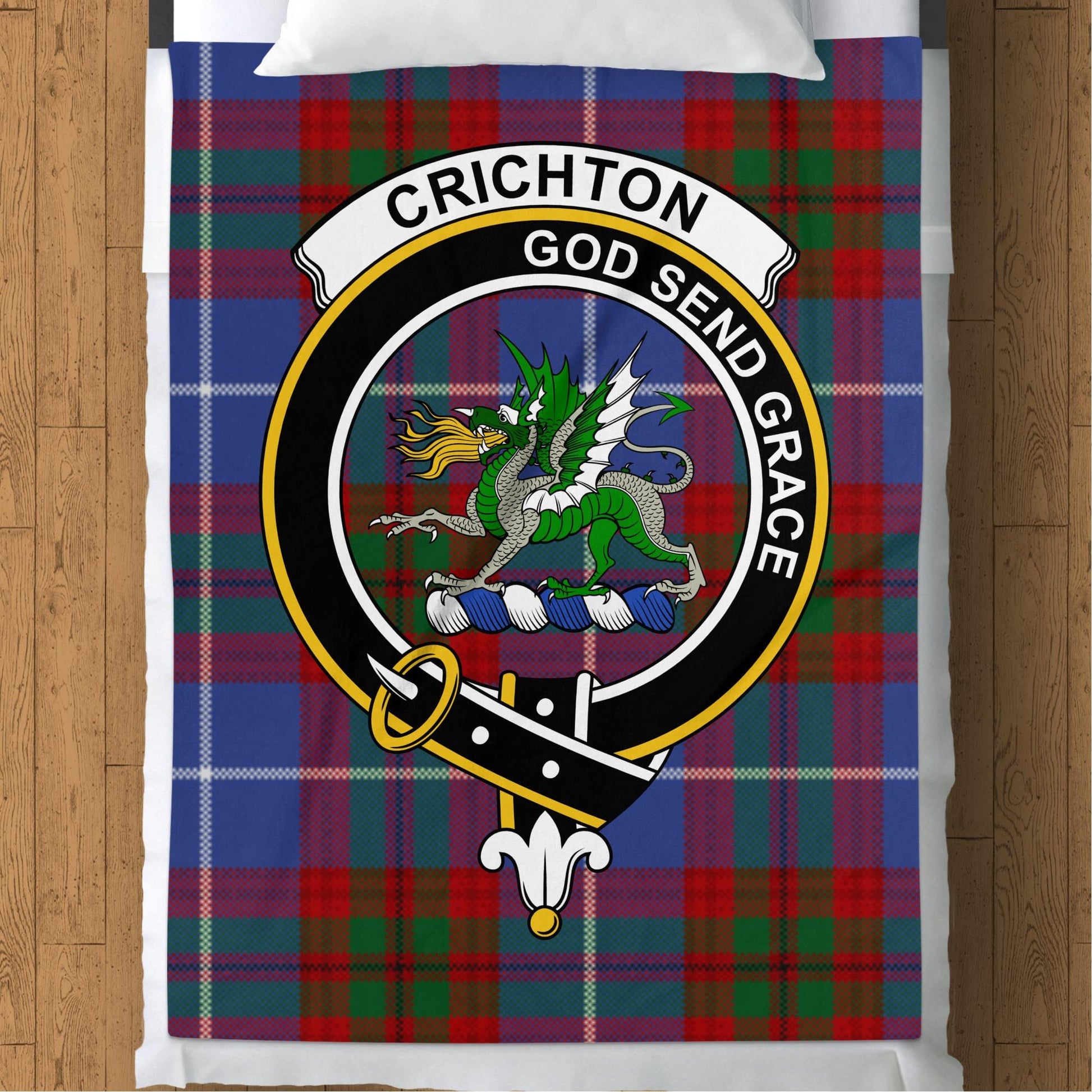 Scottish Clan Crichton Crest Tartan Blanket