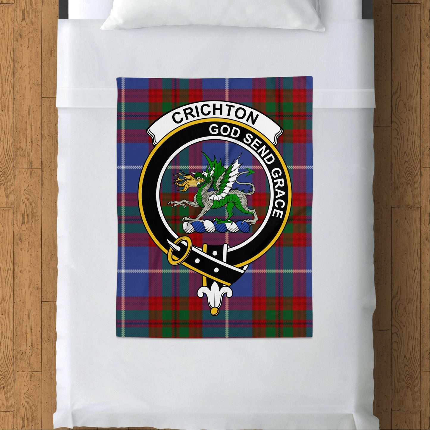 Scottish Clan Crichton Crest Tartan Blanket