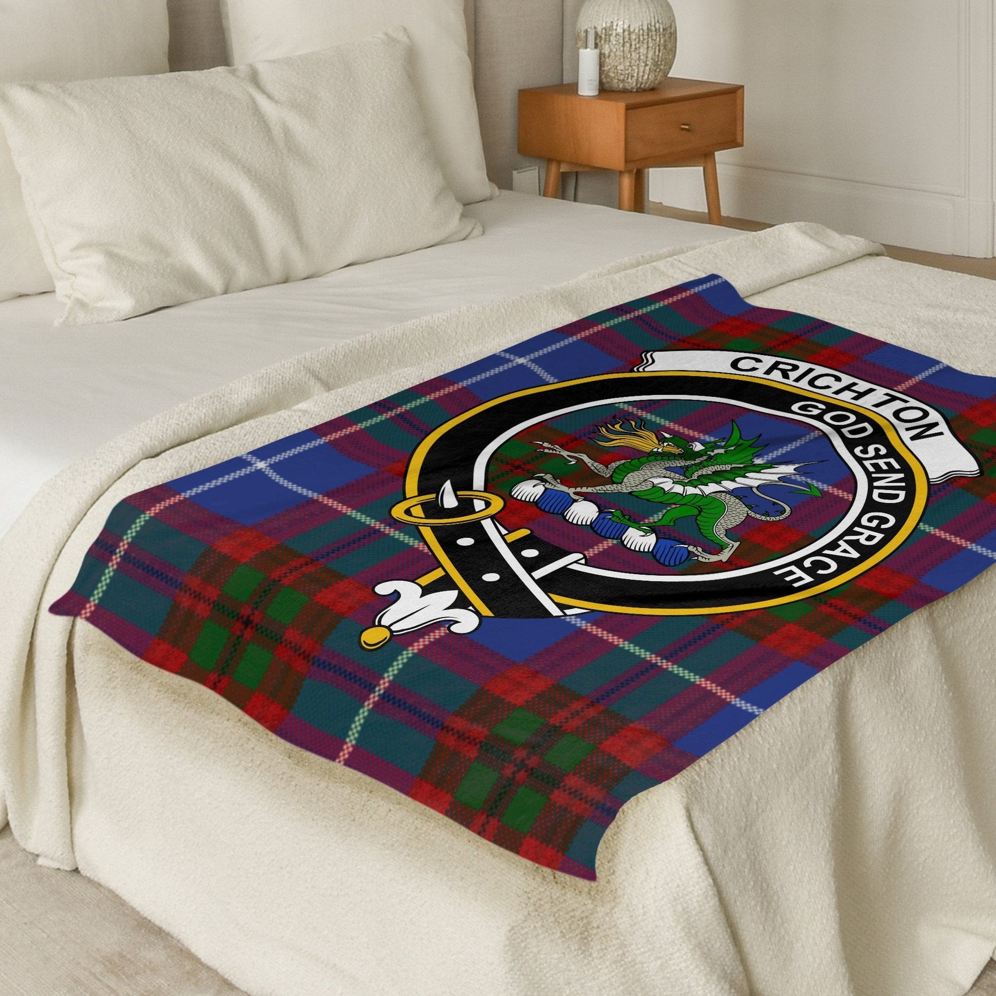 Scottish Clan Crichton Crest Tartan Blanket