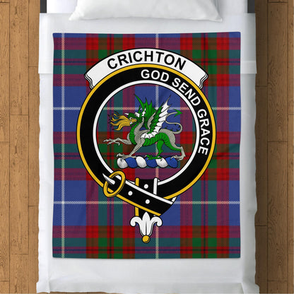 Scottish Clan Crichton Crest Tartan Blanket