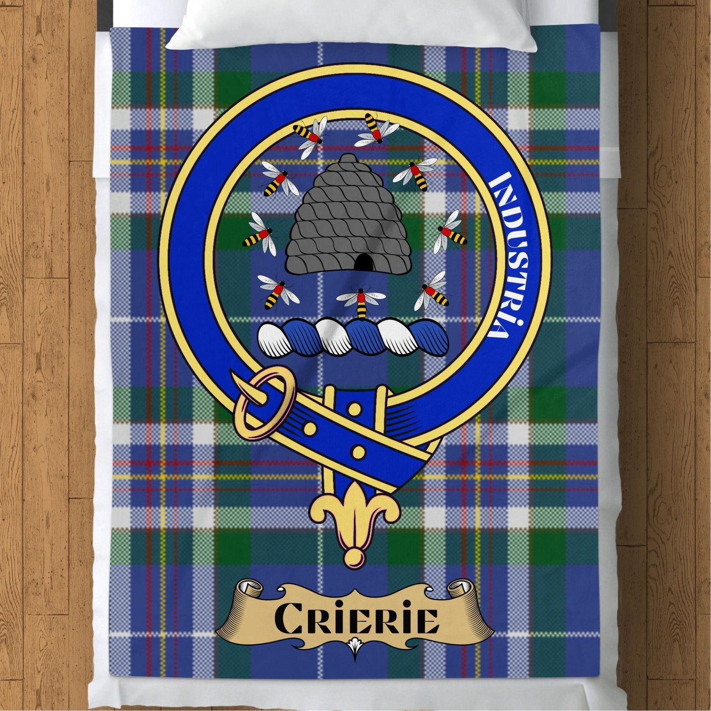 Scottish Clan Crierie Crest Tartan Blanket