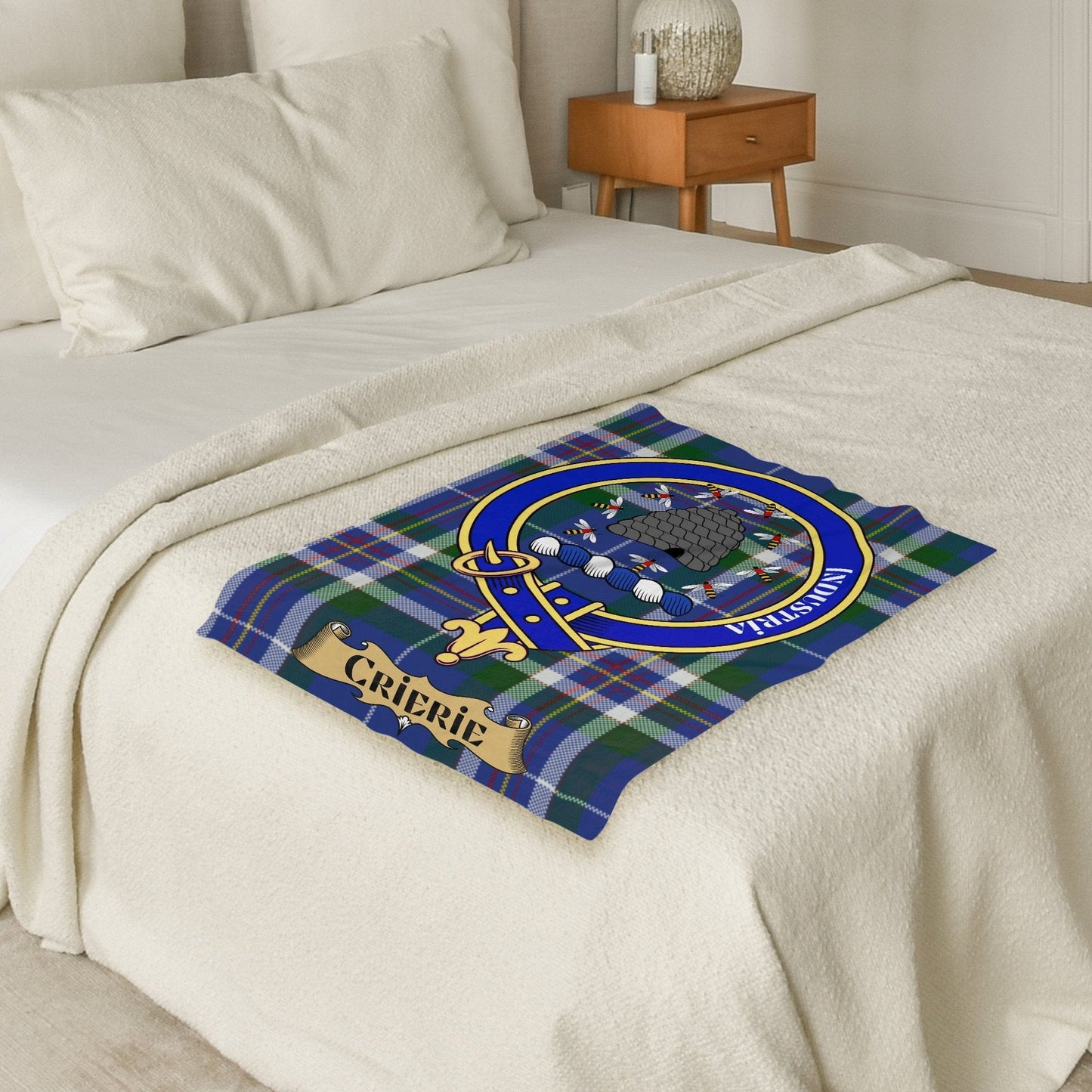 Scottish Clan Crierie Crest Tartan Blanket