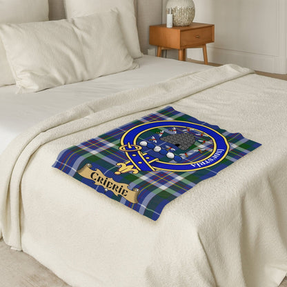 Scottish Clan Crierie Crest Tartan Blanket