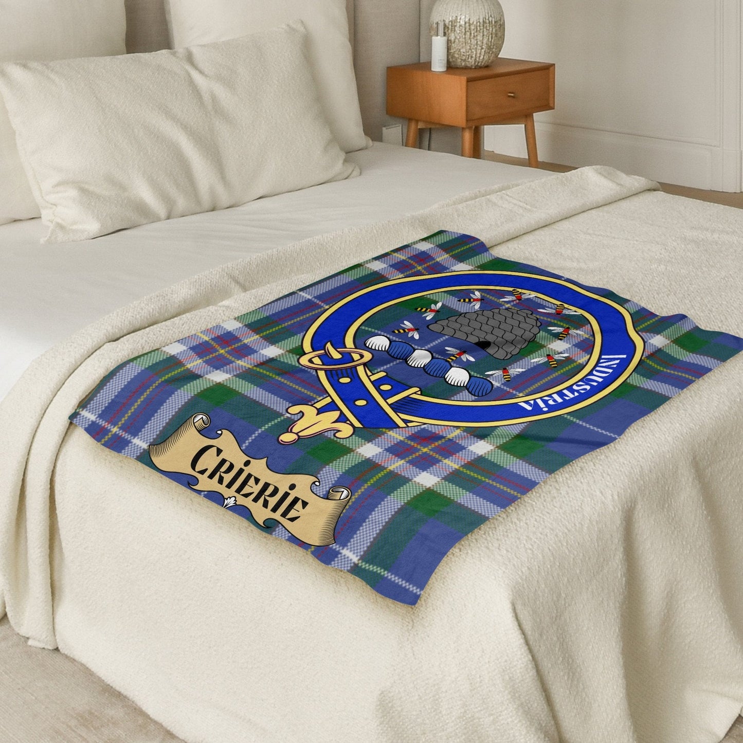 Scottish Clan Crierie Crest Tartan Blanket