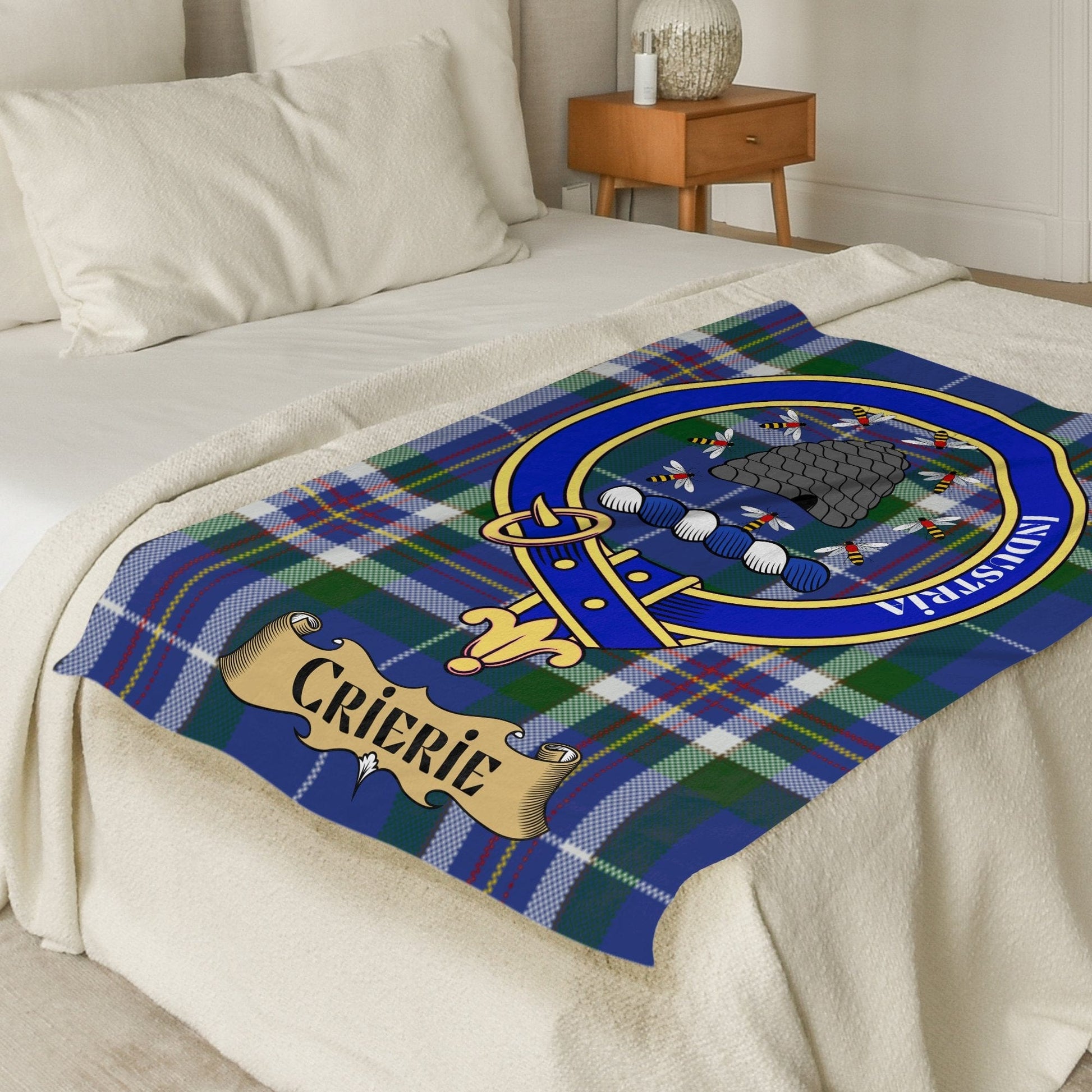 Scottish Clan Crierie Crest Tartan Blanket