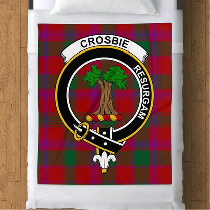 Scottish Clan Crosbie Crest Tartan Blanket