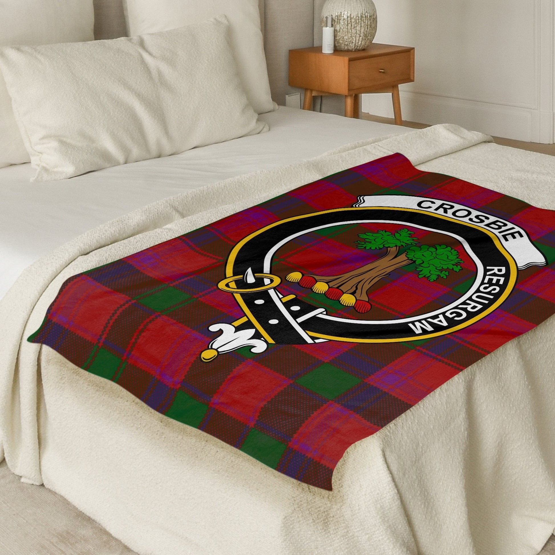 Scottish Clan Crosbie Crest Tartan Blanket