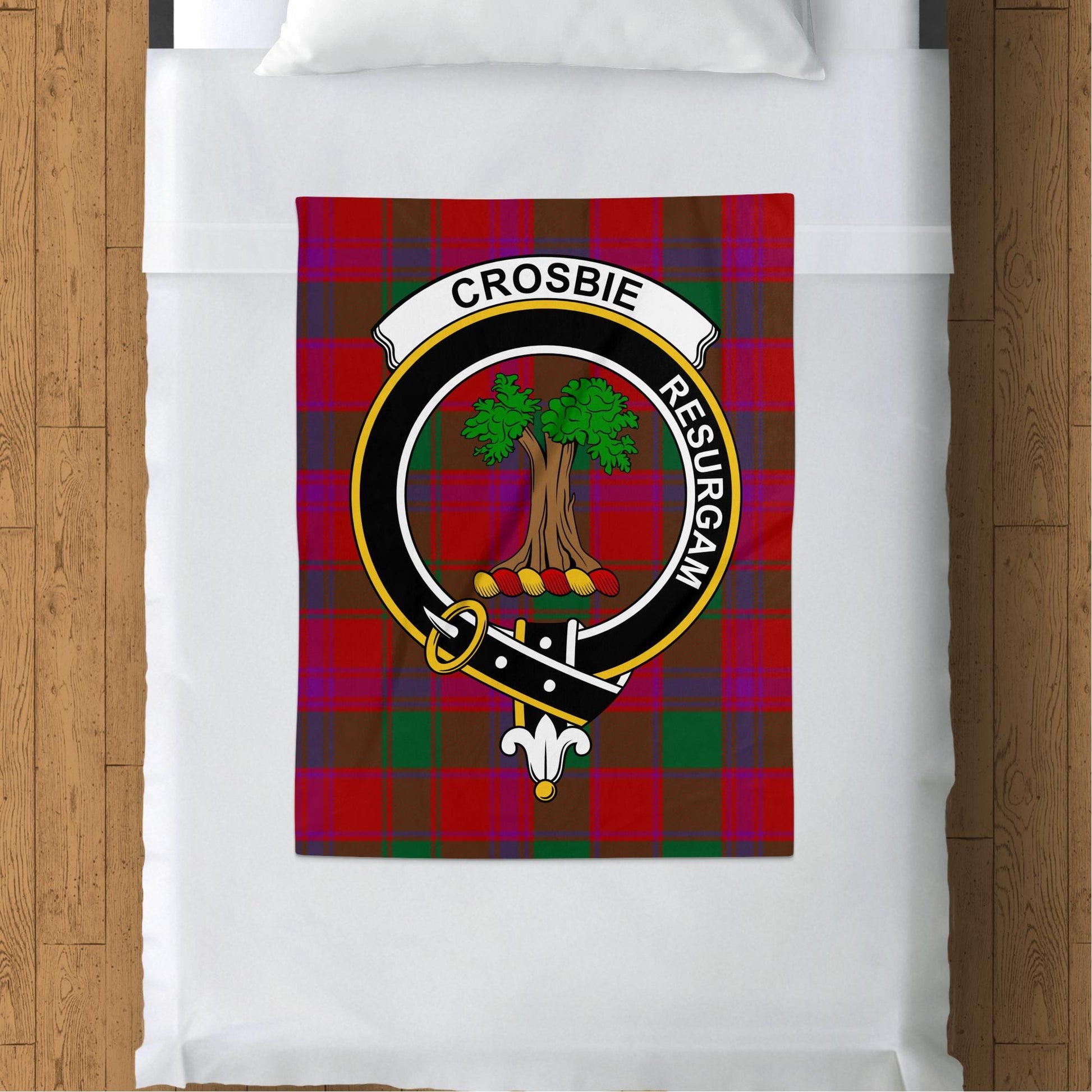 Scottish Clan Crosbie Crest Tartan Blanket