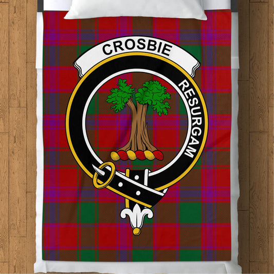 Scottish Clan Crosbie Crest Tartan Blanket