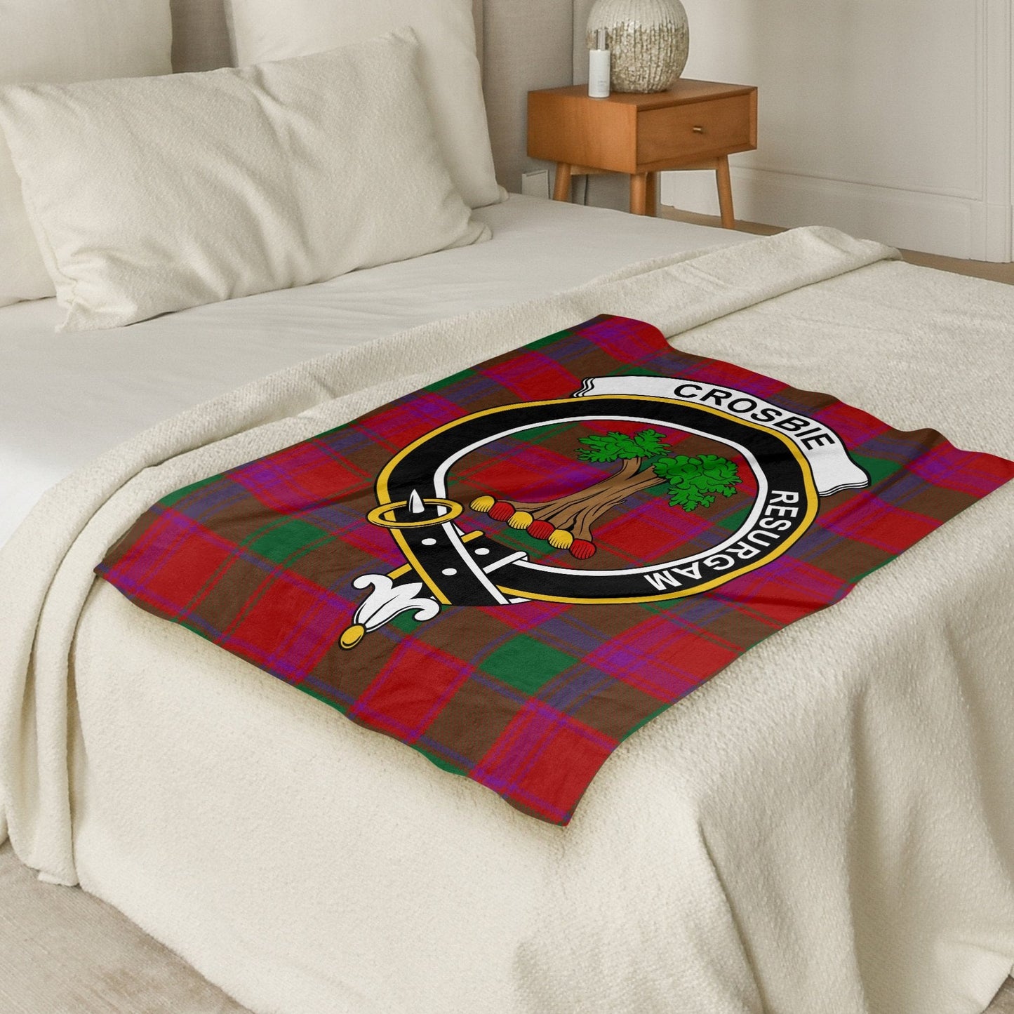 Scottish Clan Crosbie Crest Tartan Blanket