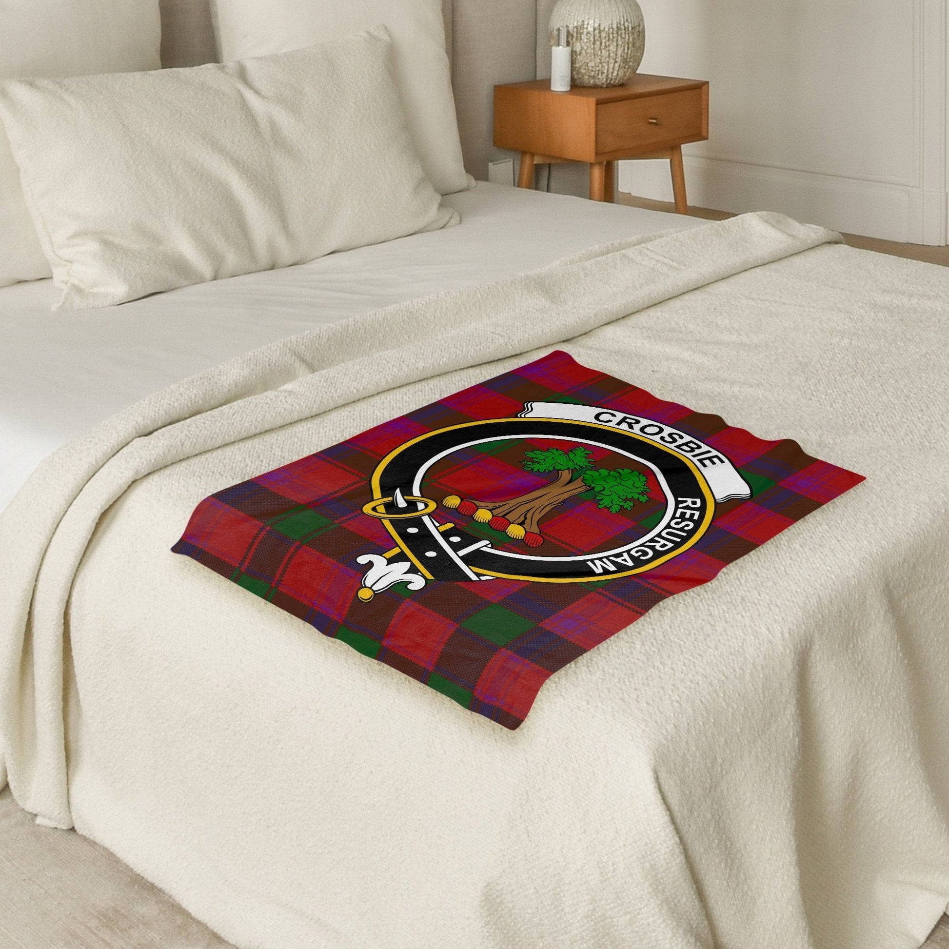 Scottish Clan Crosbie Crest Tartan Blanket