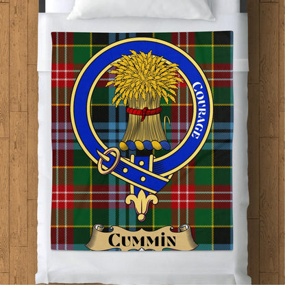 Scottish Clan Cummin Crest Tartan Blanket