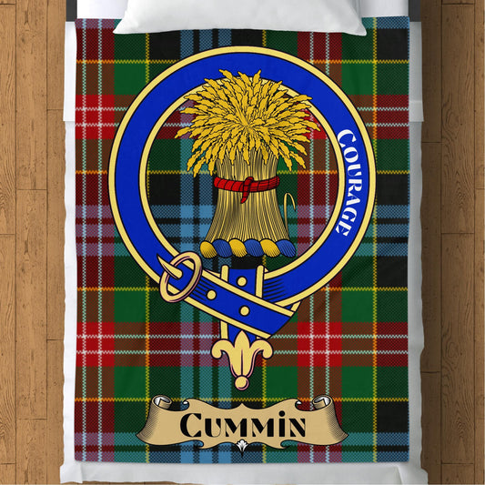 Scottish Clan Cummin Crest Tartan Blanket