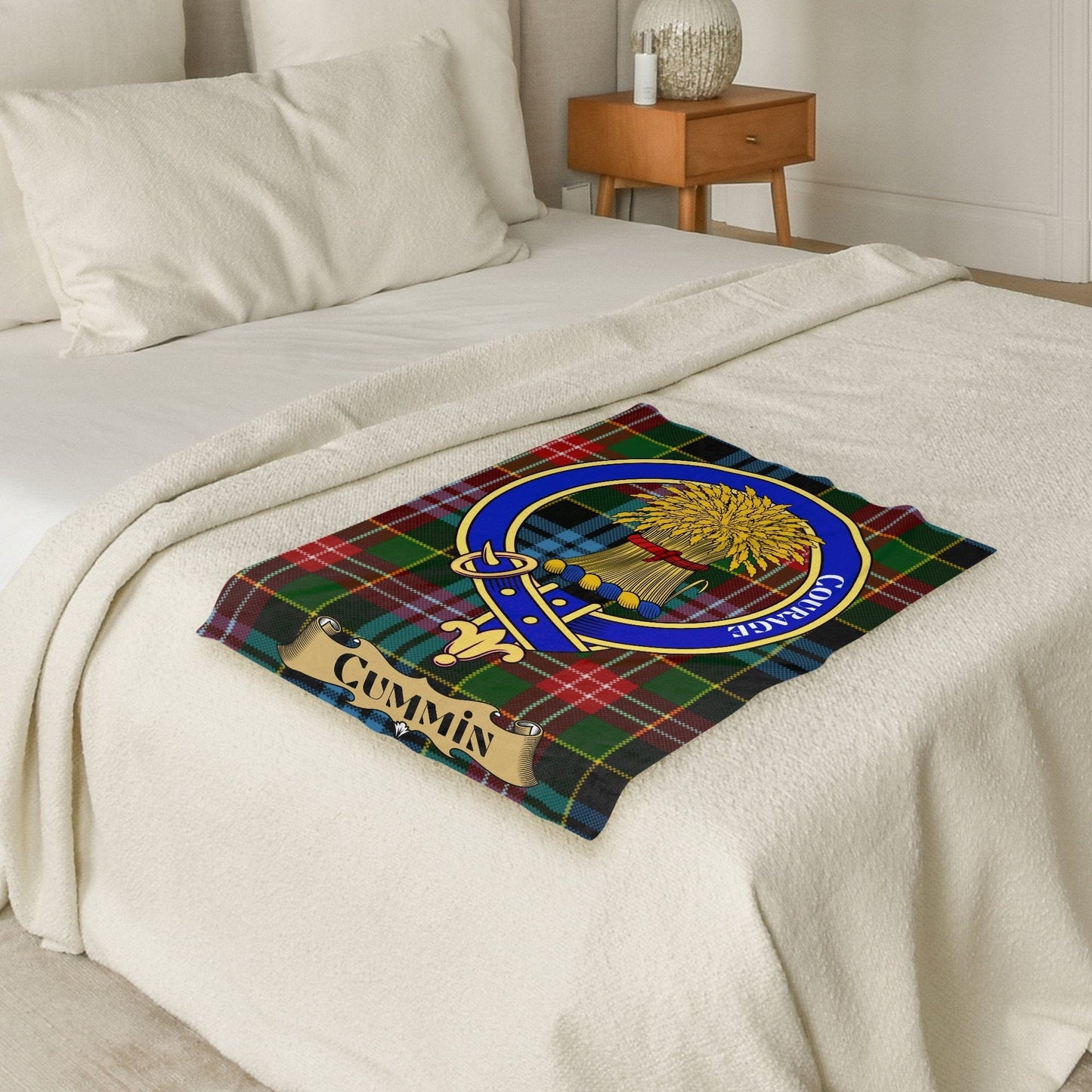 Scottish Clan Cummin Crest Tartan Blanket