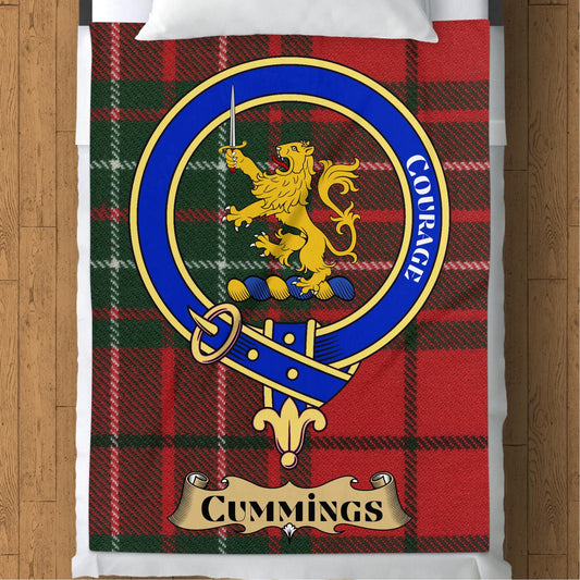 Scottish Clan Cummings Crest Tartan Blanket