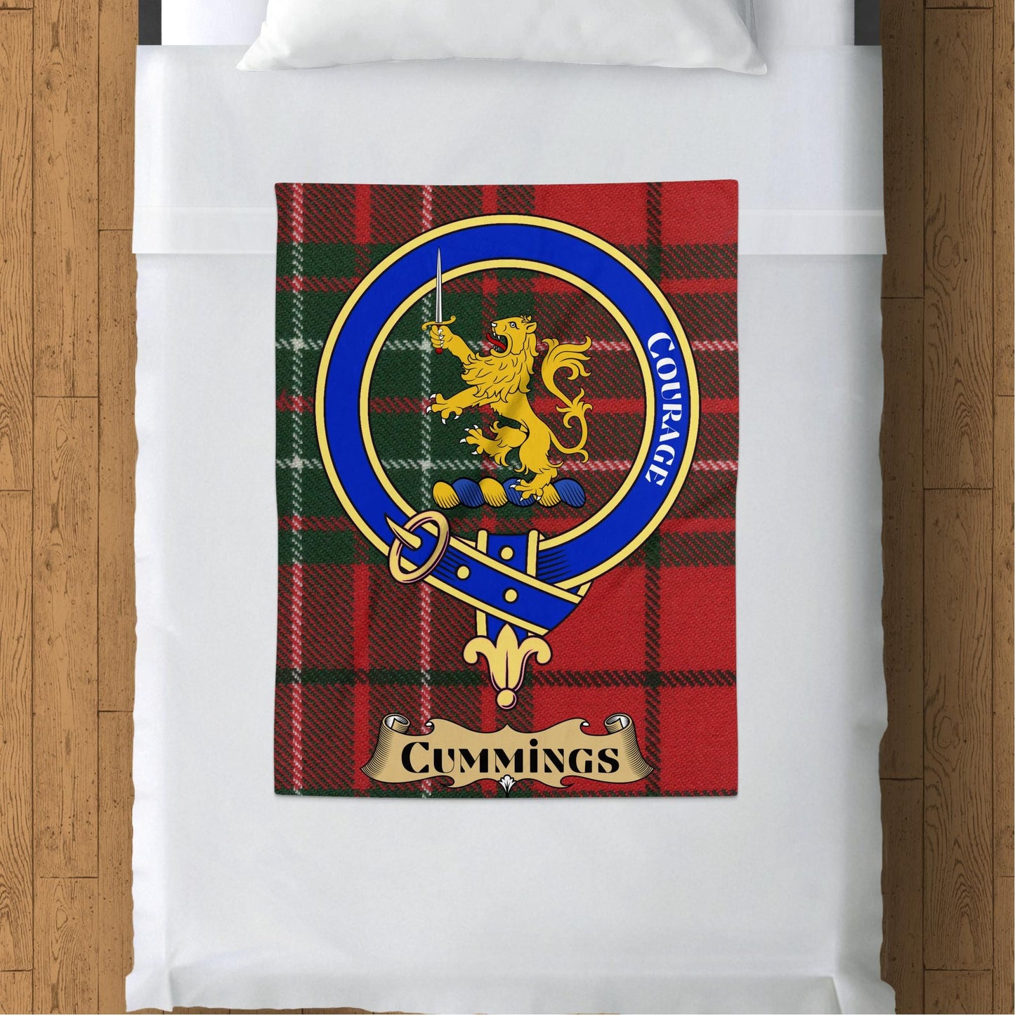 Scottish Clan Cummings Crest Tartan Blanket