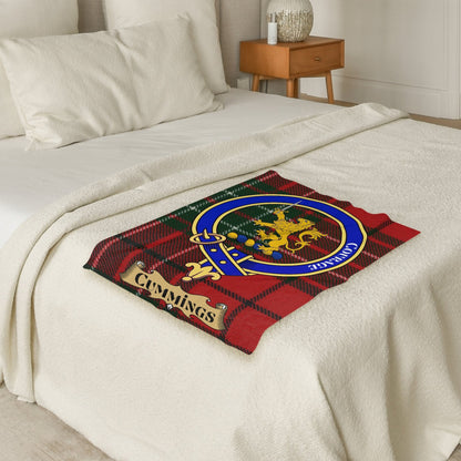 Scottish Clan Cummings Crest Tartan Blanket