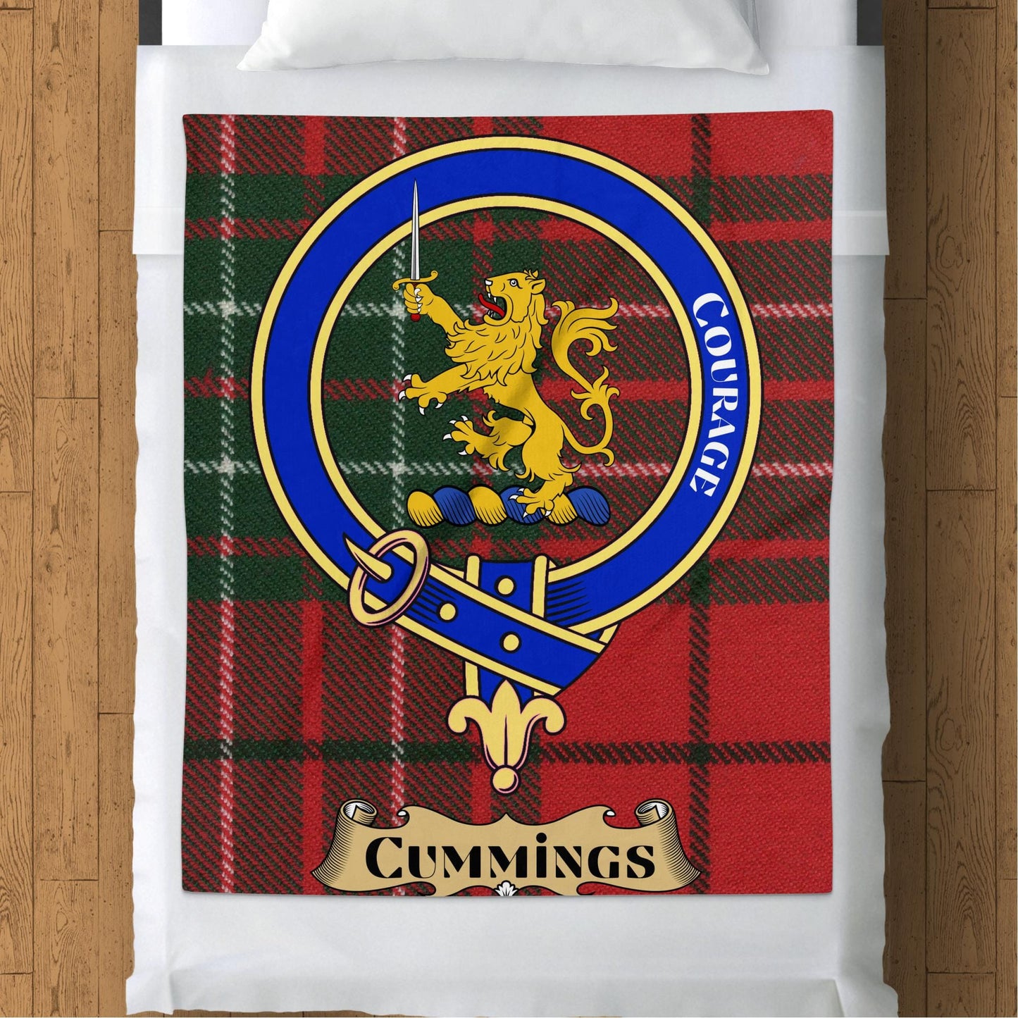 Scottish Clan Cummings Crest Tartan Blanket