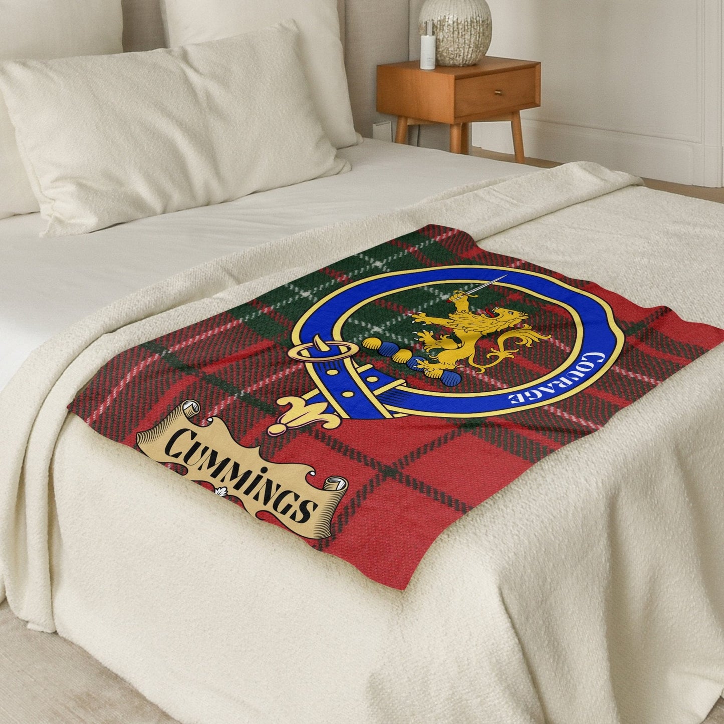 Scottish Clan Cummings Crest Tartan Blanket